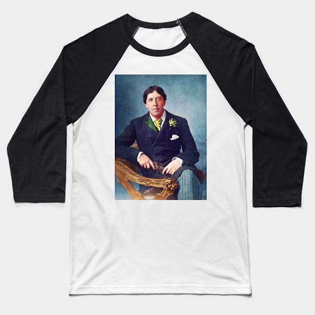 Oscar Wilde Digital Painting Baseball T-Shirt by AndythephotoDr